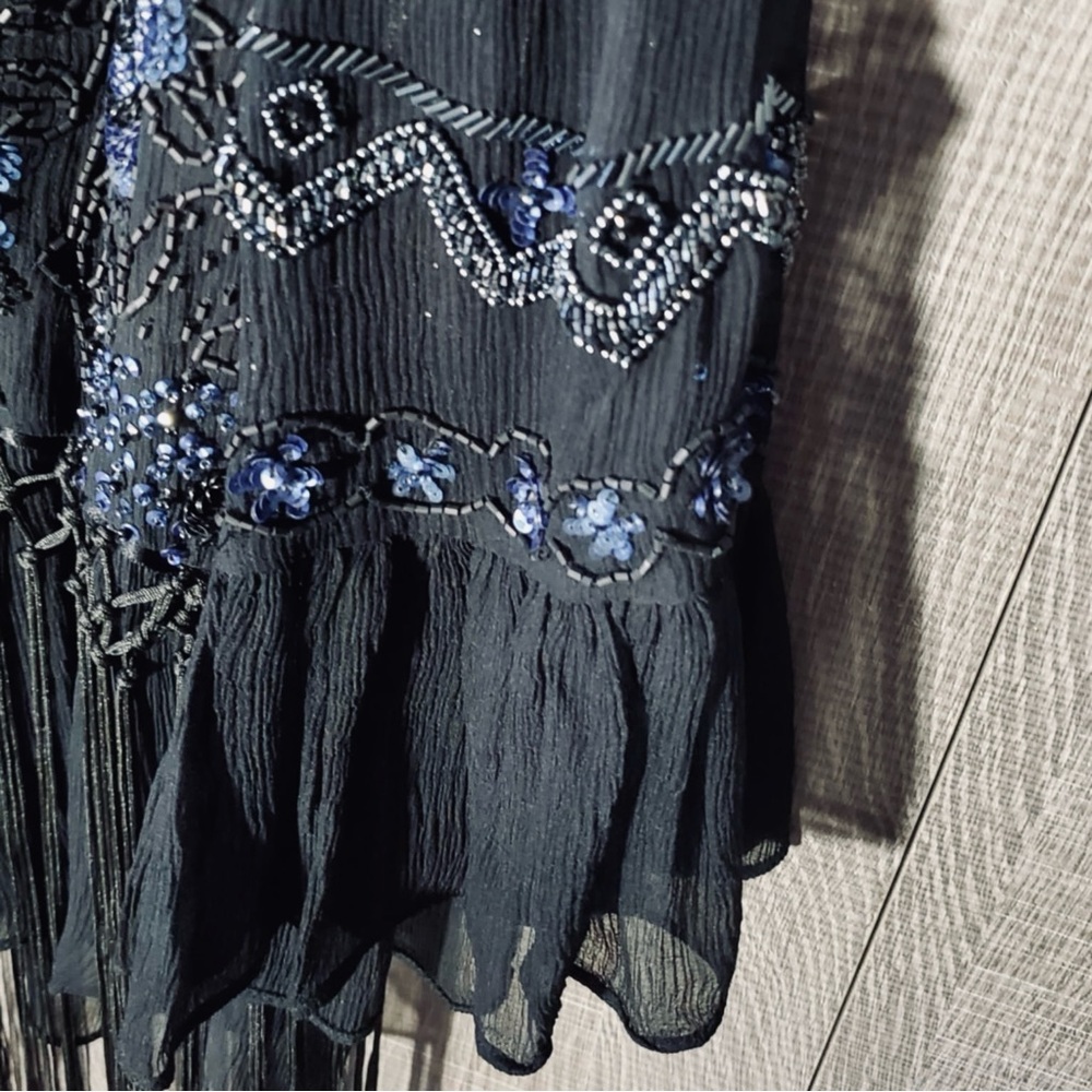 Elie Tahari Aislin Fringe Beaded Top Large - Picture 8 of 16